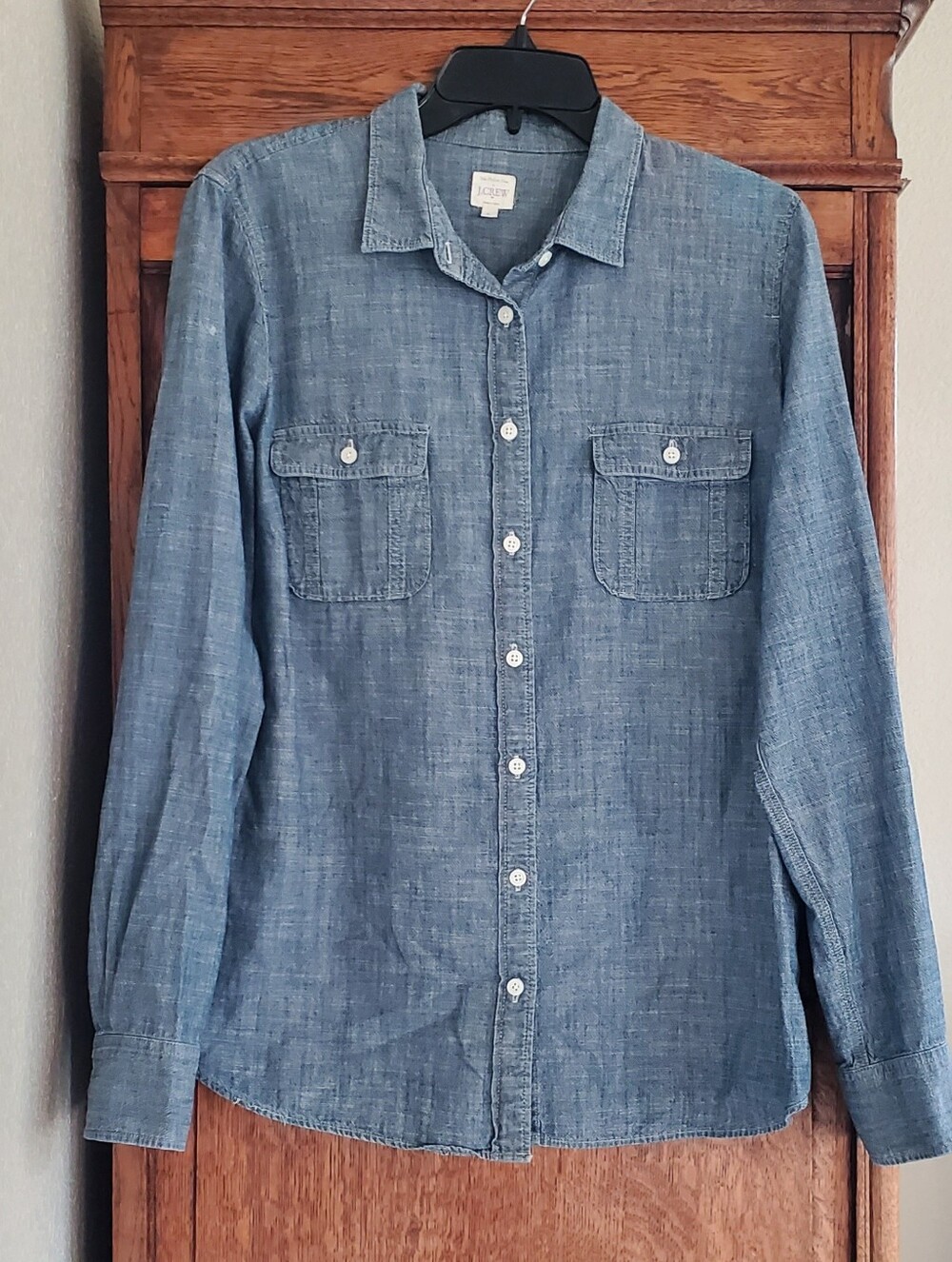 J. CREW "THE PERFECT SHIRT CHAMBRAY DENIM SHIRT LARGE EXCELLENT
